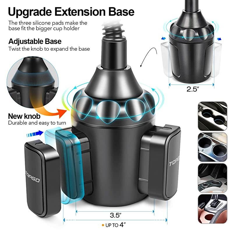 Car Cup Holder Phone Mount Adjustable Gooseneck Automobile CupHolderPhoneCarMount for iPhone 11 ProXRXS MaxX87 Plus6sSamsung S10+Note 9S8 PlusS7 EdgeBlue