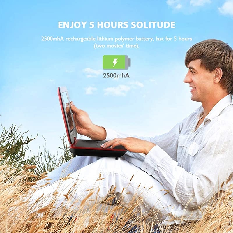 115 Portable DVD Player with SD CardUSB Port 5 Hour Rechargeable Battery 95 EyeProtective Screen Support AVin Out Region Free Red