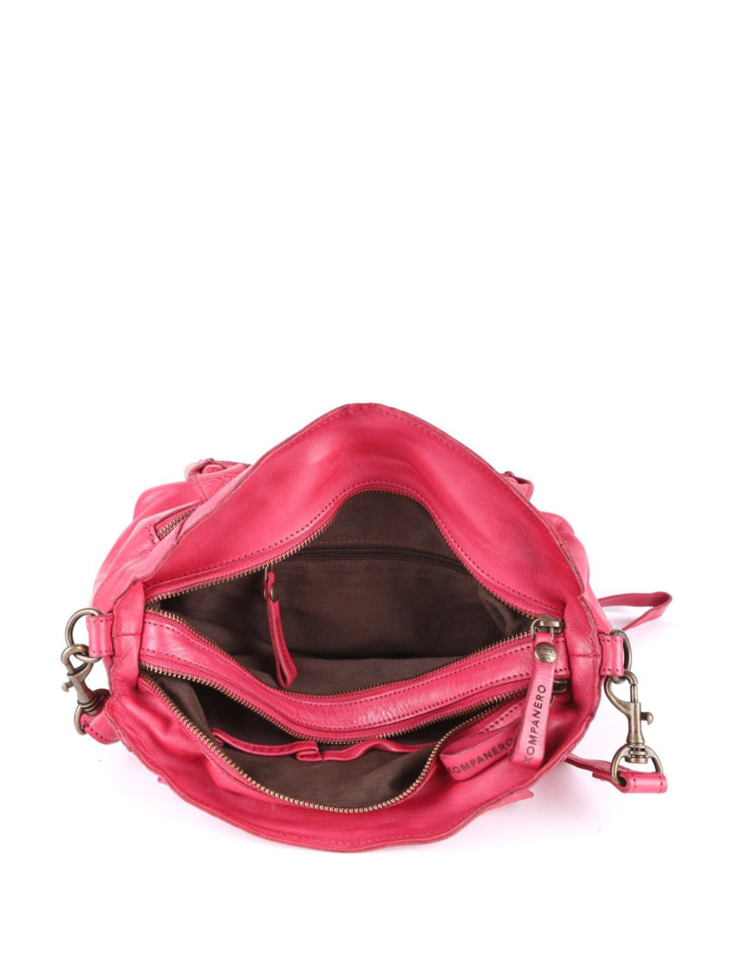 KOMPANERO Anna Fuchsia Leather Textured Shoulder Handbag
