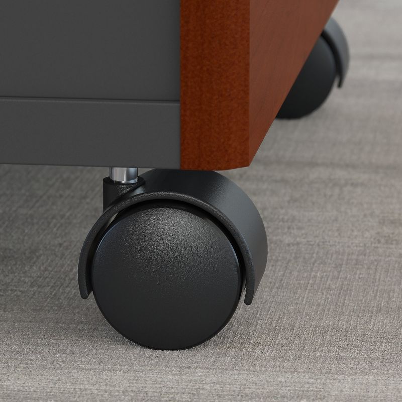 Bush Business Furniture 60Wx43D Right Hand 3 Pos Sit-Stand L Desk w/File Cab, Hansen Cherry