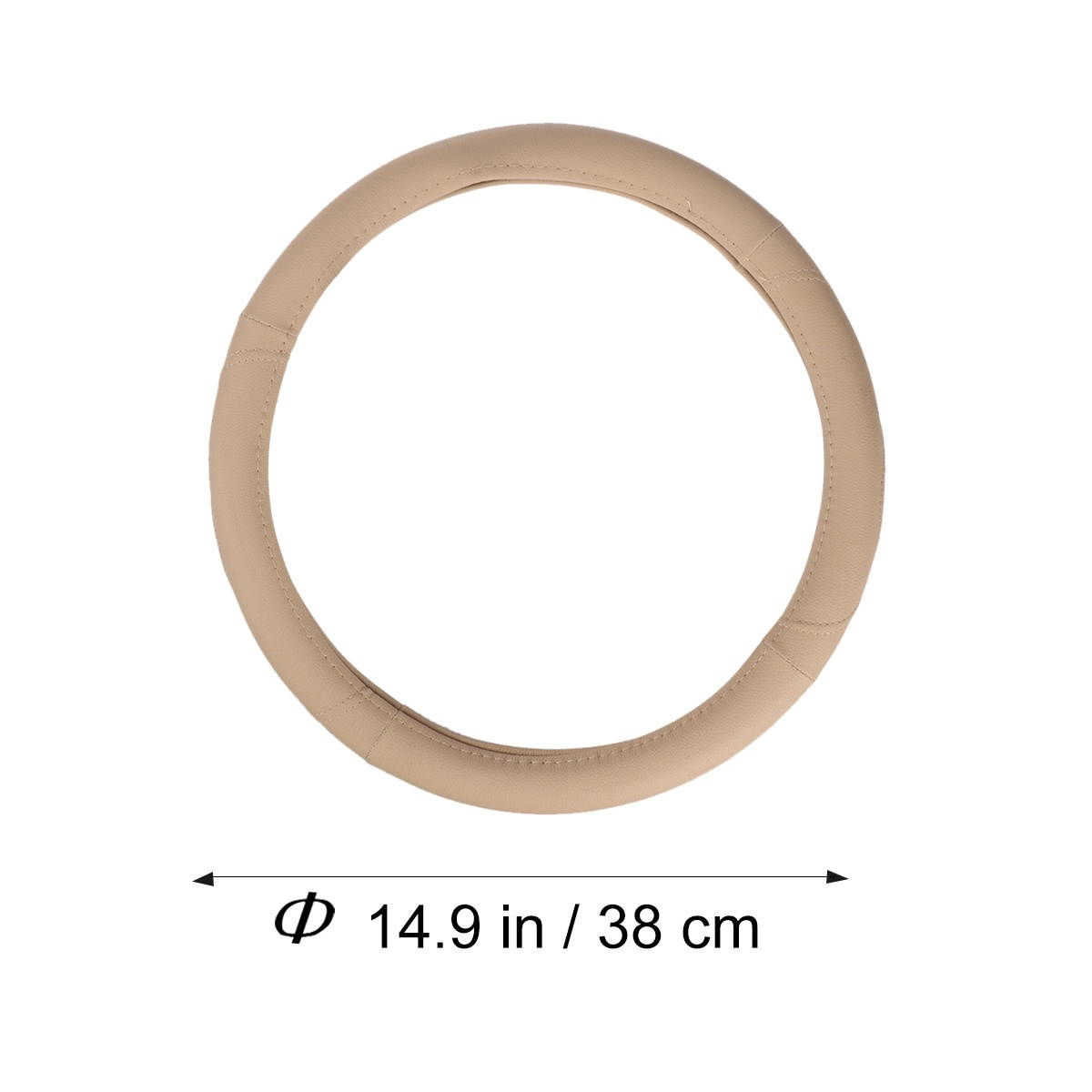 38cm Universal Car Leather Steering Wheel Breathable Anti-slip Cover Wheel Sleeve Protector(Black and Red)