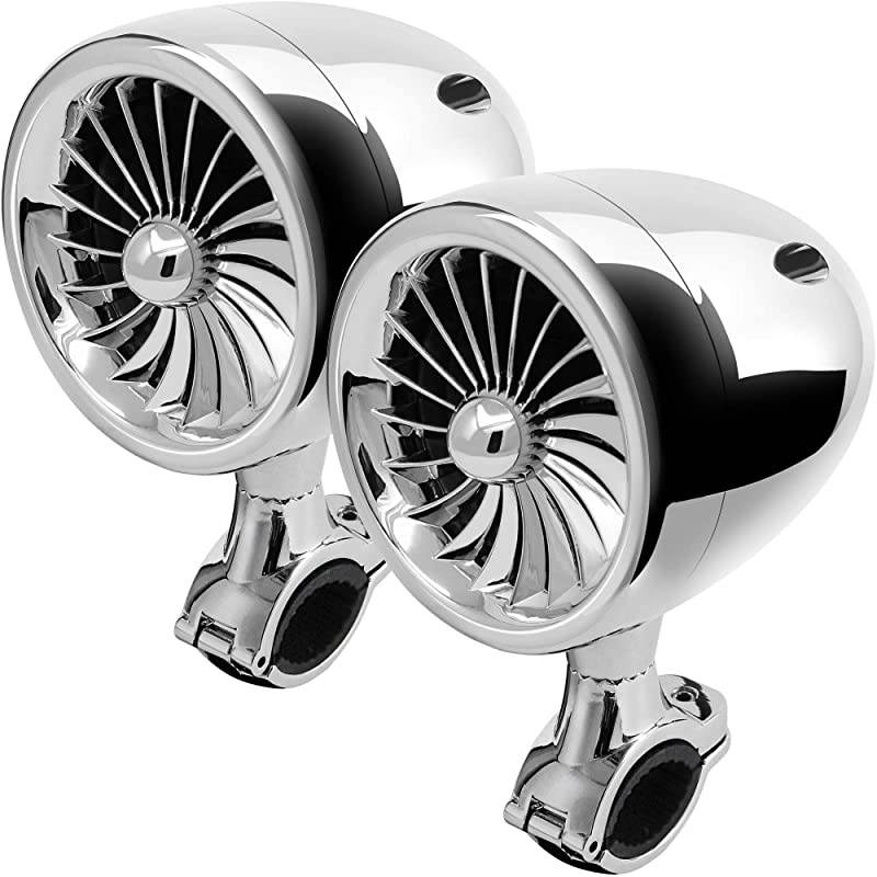 AN4 Gen.3 All-in-One Built-in Amplifier 4" Full Range Waterproof Bluetooth Motorcycle Stereo Speakers Audio Amp System w/AUX for 1 to 1-1/4 Bar Harley ATV RZR 4 Wheeler