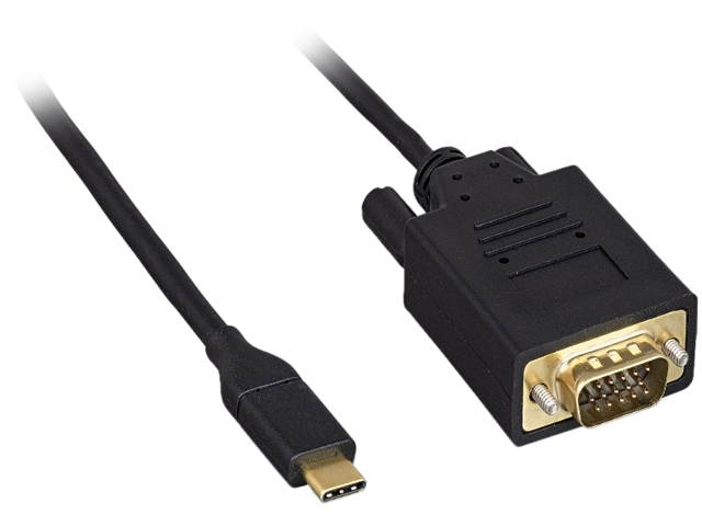 Kaybles USB 3.1 Type C Male to VGA Male Cable, 6ft. M-M, Black Adapter Cable