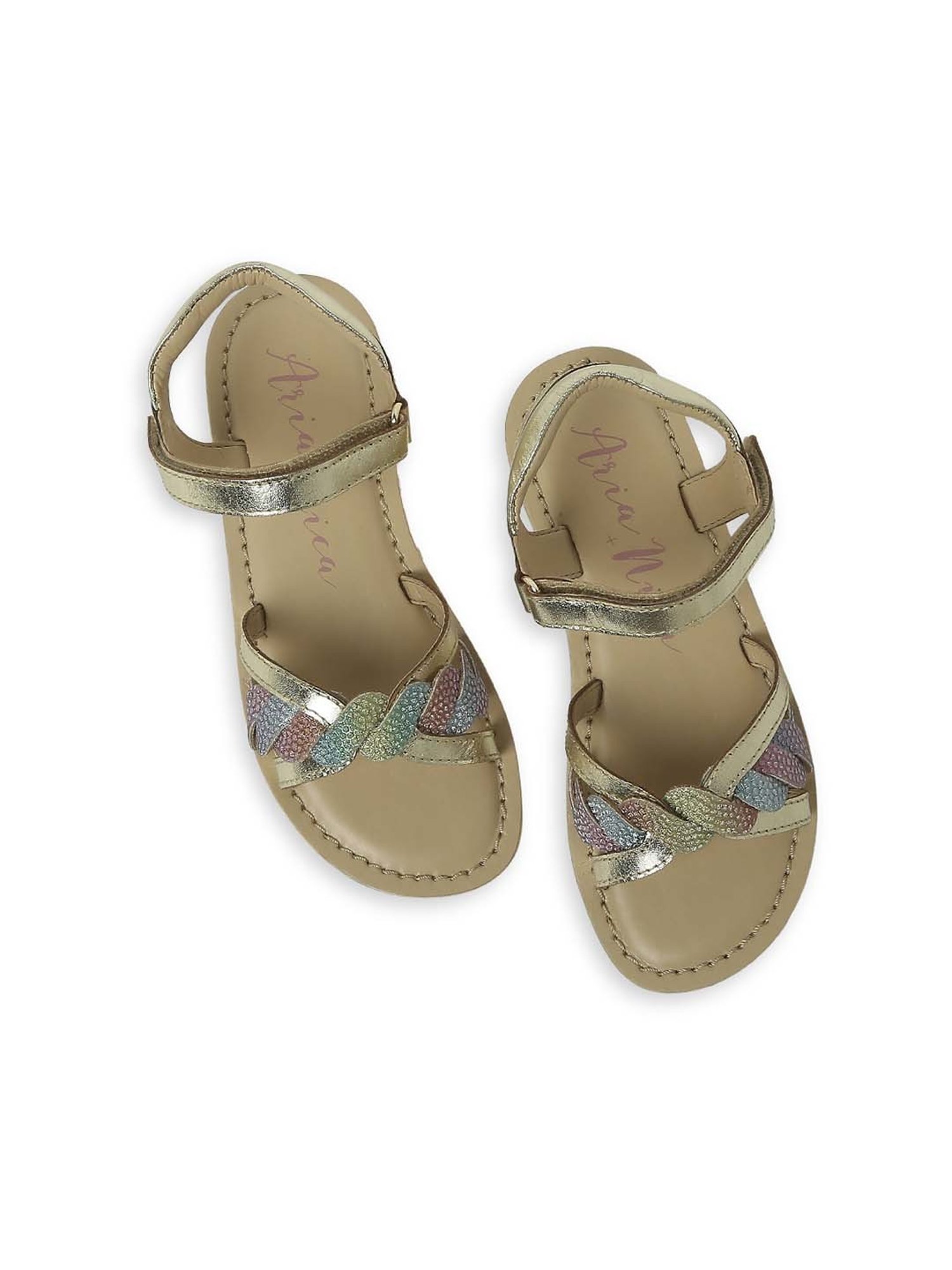 Aria Nica Kids PARTY Gold Cross Strap Sandals