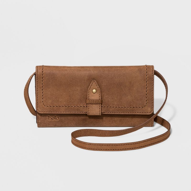 Bolo Randall Snap Closure Wristlet Crossbody Bag - Brown