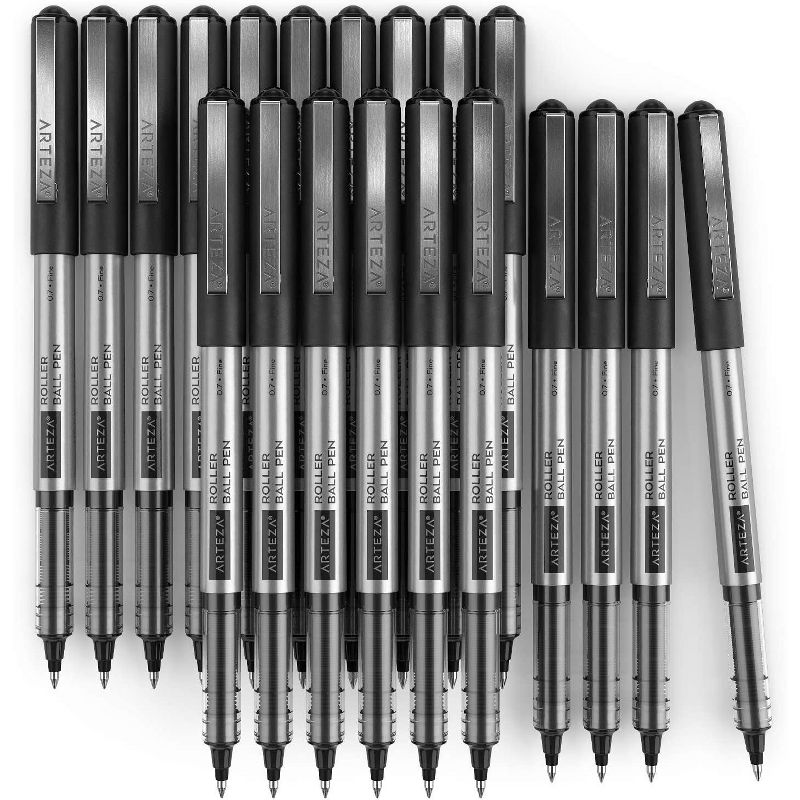 uni-ball Roller Ball Stick Pens, 0.7 mm Micro Tip, Black, pk of 12