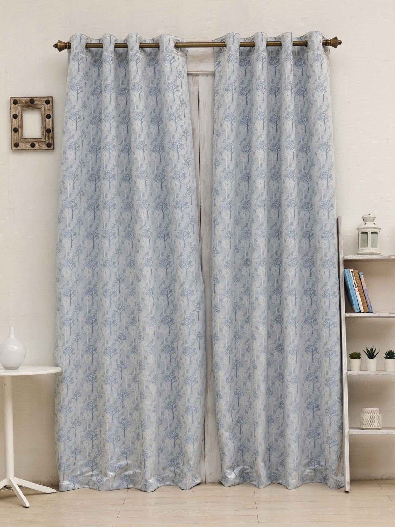 Ariana Eden Powder Blue Polyester 5ft Window Eyelet Curtain