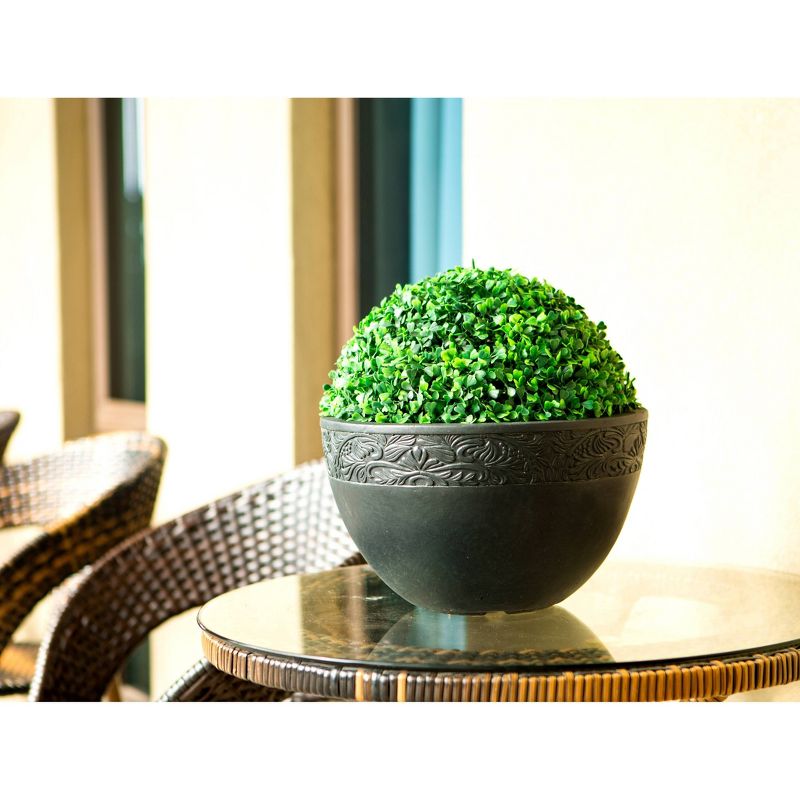 11.8" Kante Lightweight Traditional Bowl Concrete Planter Charcoal Black - Rosemead Home & Garden, Inc.