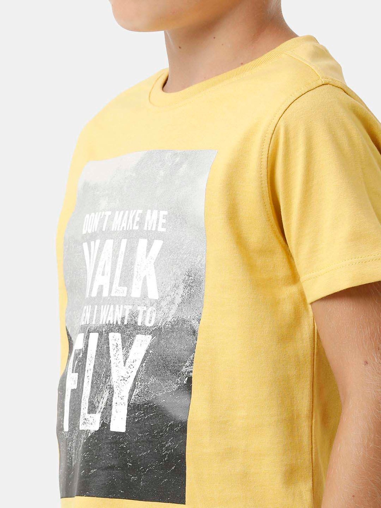 Kate & Oscar Kids Yellow Cotton Printed T-Shirt