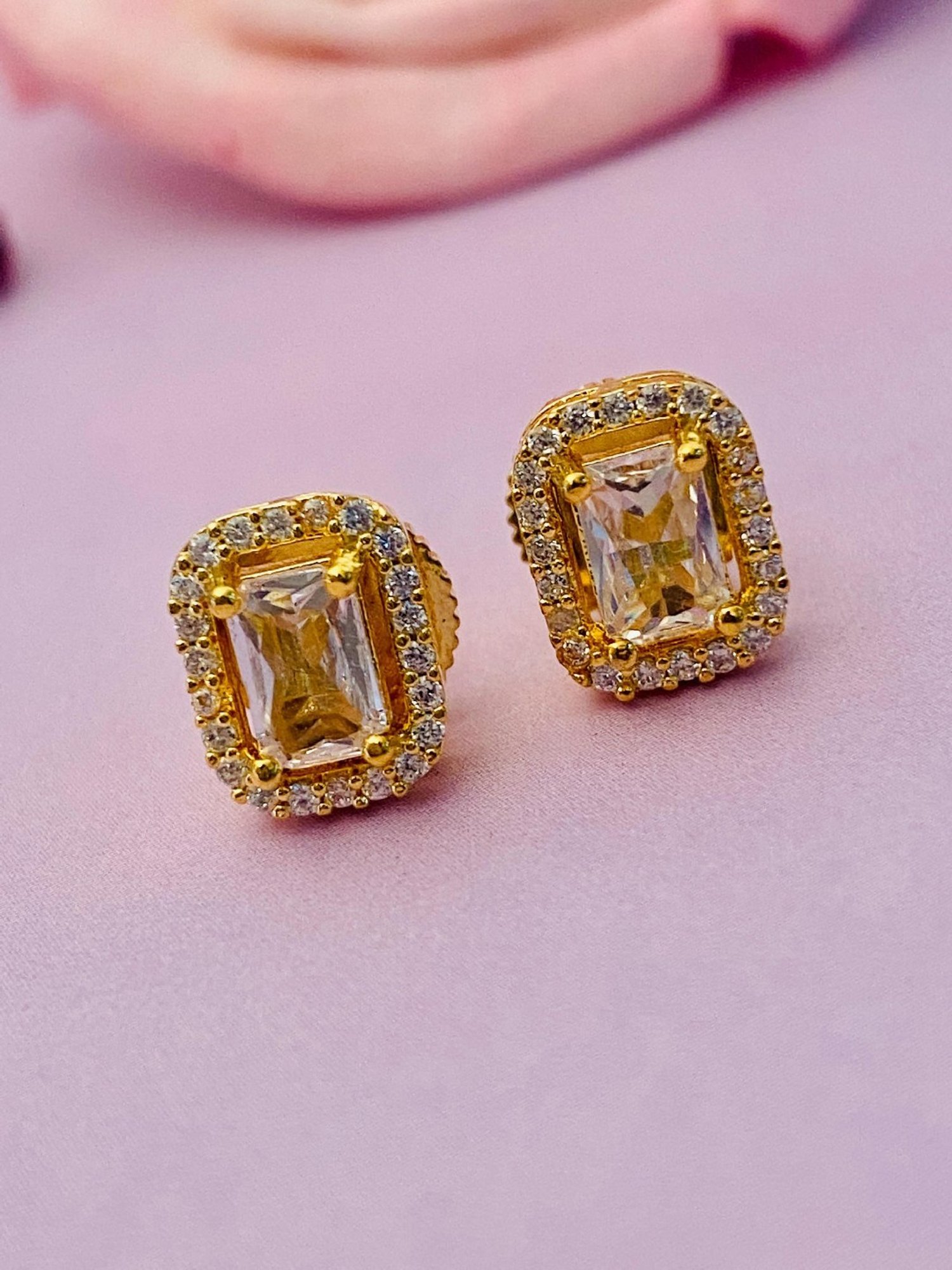 Abdesigns Bewitching High Quality Gold-Plated CZ Stud Earrings