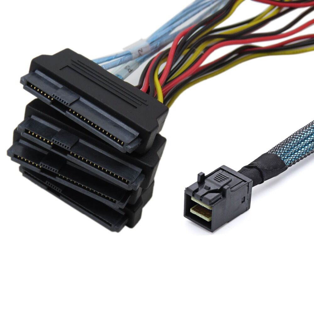 Weastlinks Internal Mini SAS SFF-8643 to (4) 29pin SFF-8482 Connectors with SATA Power Cable 1M