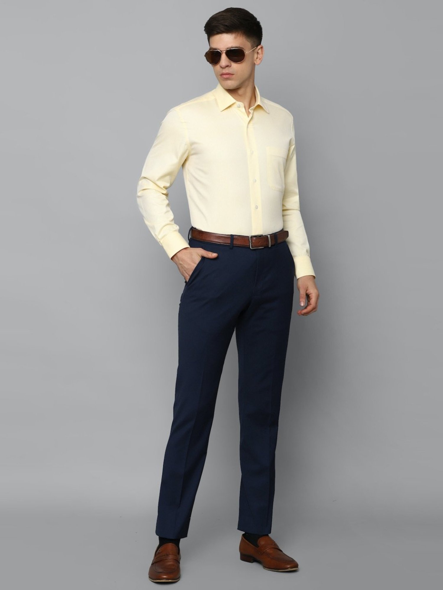 Luxure By Louis Philippe Navy Slim Fit Trousers