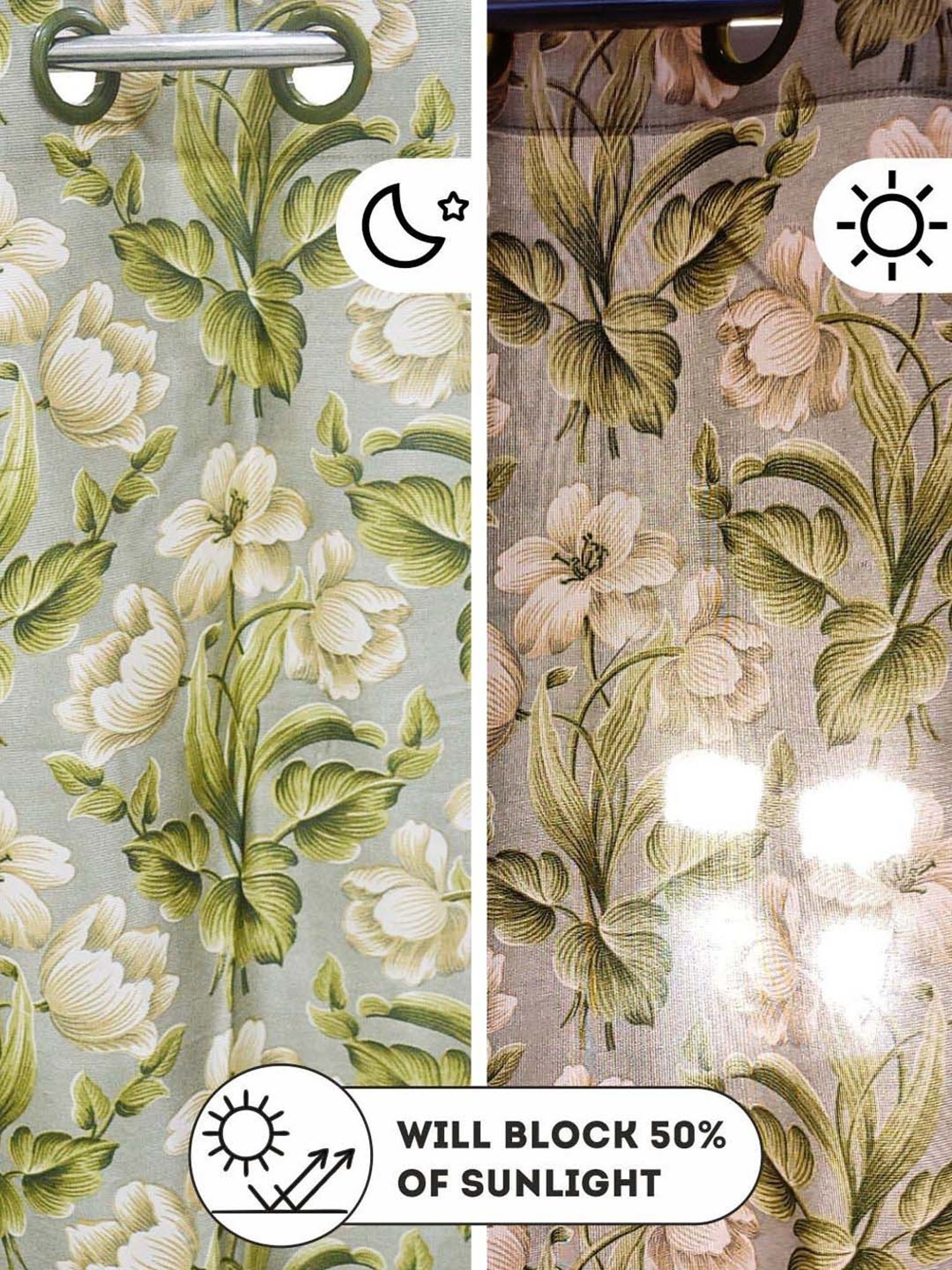 Bianca SANTORO Green Faux Silk 7 Ft. Door Curtain - Set of 2