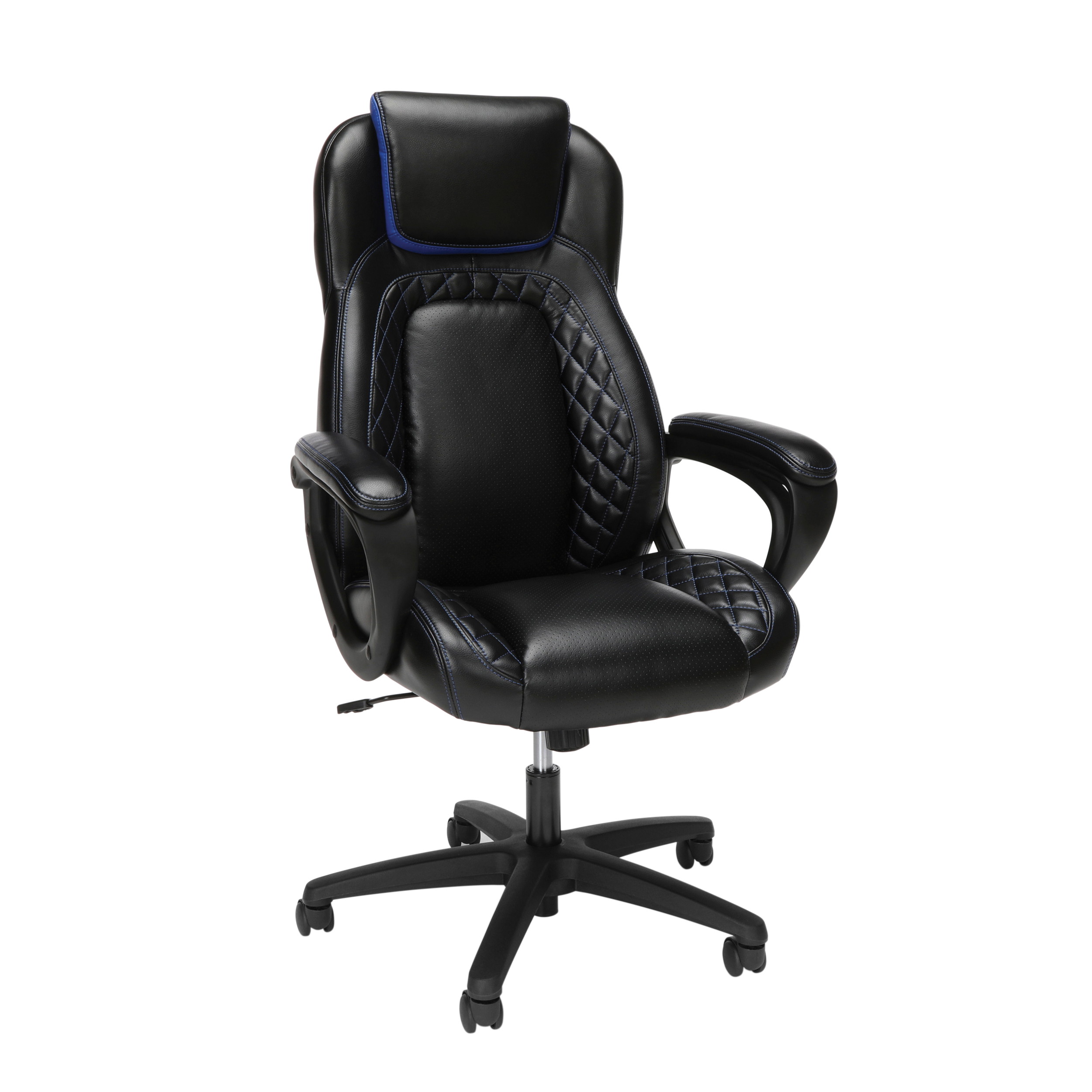 OFM Essentials Collection Racing Style SofThread Leather High Back Office Chair, in Blue (ESS-6060-BLU)