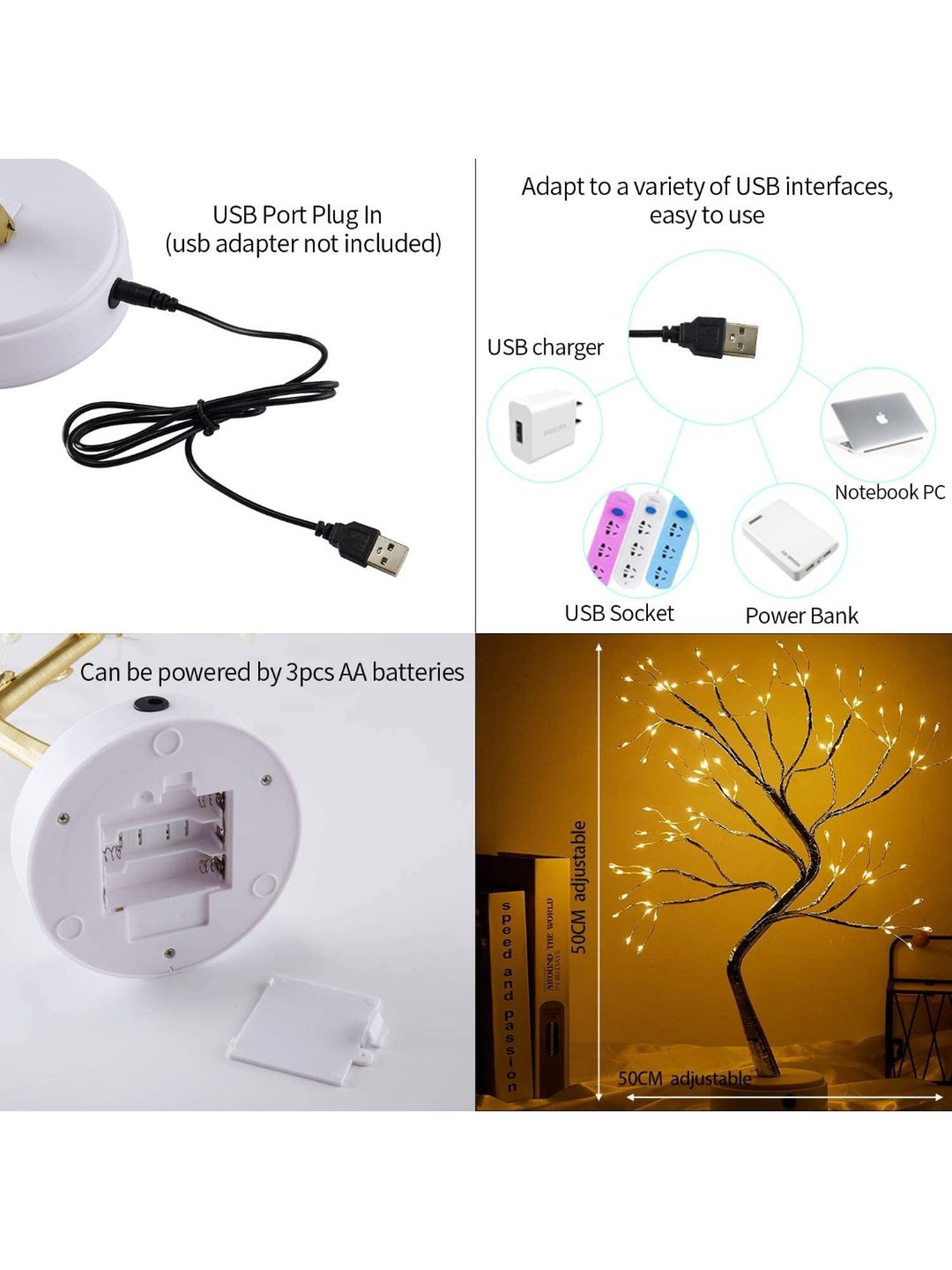 XERGY 20" Bonsai Tree Light - Fairy Light Spirit Tree Lamp with 108 LED Lights (Yellow)