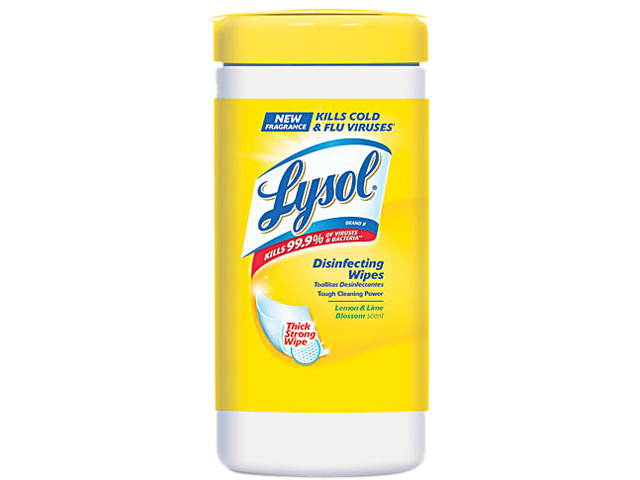 LYSOL 77182EA Lemon & Lime Blossom Sanitizing Wet Wipes, 7 x 8, 80/Canister