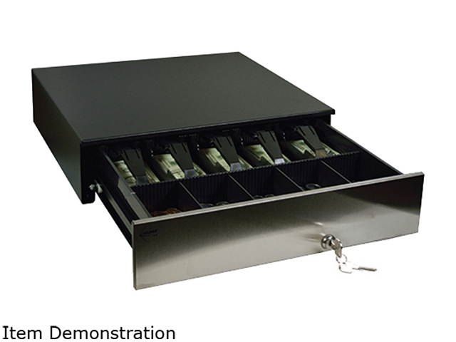 MMF ADV-C2 Advantage Electronic Cash Drawer, 18.8 x 21 x 4.6, 3 Slots, 5 Bill/5 Coin, Printer Driven RJ12, 24V DC, Stainless Front, Black  - ADV-113C21310-04