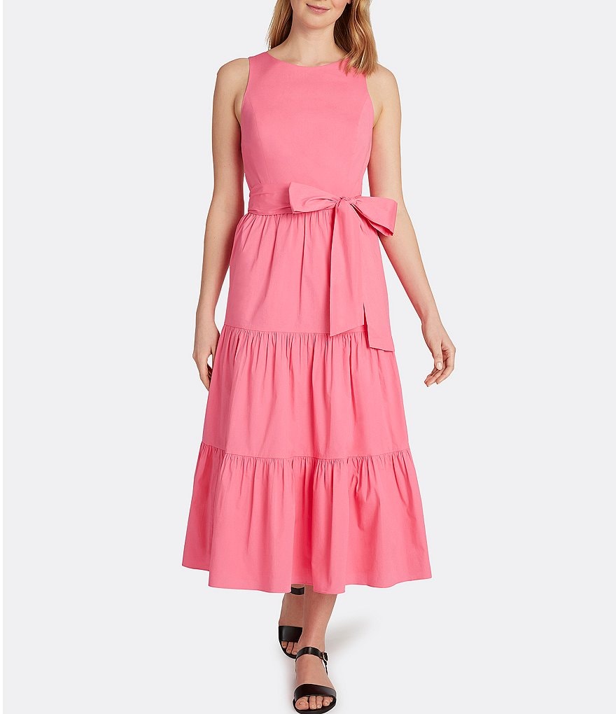 Tahari ASL Tiered Cotton Ankle Length Dress