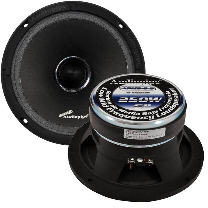 Audiopipe APMB-6 6" 250W 8-Ohm Low/Mid Frequency Loudspeaker Stereo Speaker