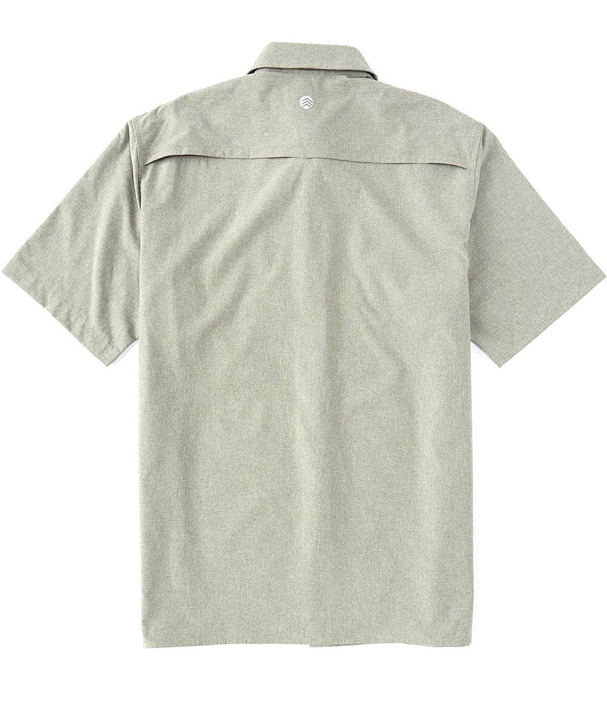 Solaris Short-Sleeve Capeback Heathered Button-Front Shirt