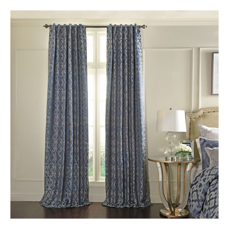 63"x52" Normandy Blackout Window Curtain Blue - Beautyrest