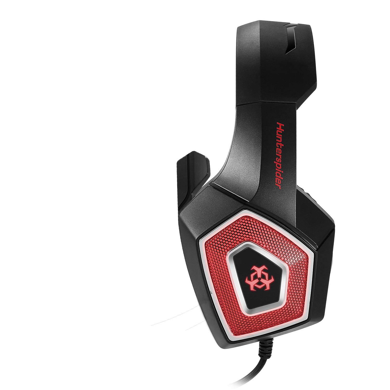 HUNTERSPIDER V1 Gaming Headset with Mic for Xbox One PS4 PC Switch Tablet Smartphone, Headphones Stereo Over Ear Bass 3.5mm Microphone Noise Canceling 7 LED Light Soft Memory Earmuffs(Free Adapter)