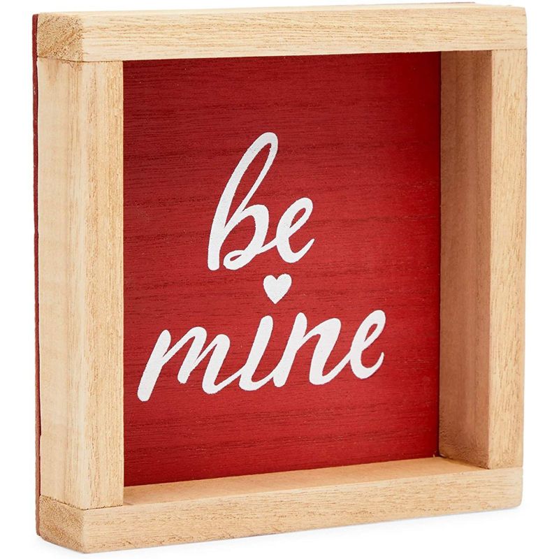 Farmlyn Creek 3 Pieces Wood Blocks Set for Valentine's Day Decor, XOXO, Hearts, Be Mine (6 x 6 in)