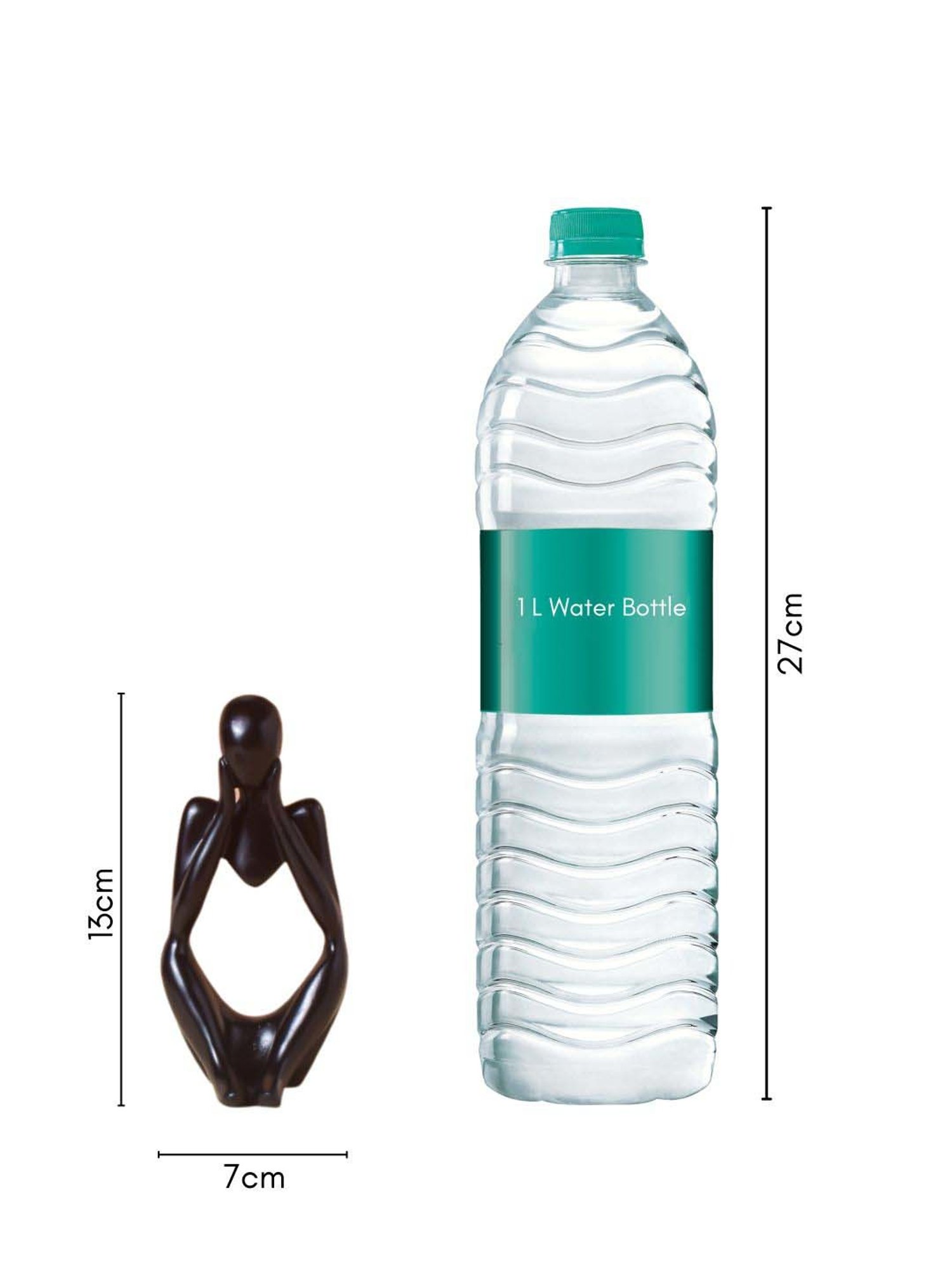 Nestasia Black Resin Smooth Finish both hand Thinking Human Sculptures for Decoration (5.1 Inch)