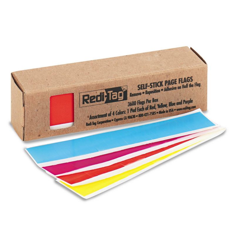 Redi-Tag Removable Page Flags, Four Assorted Colors, 900/Color, 3600/Pack