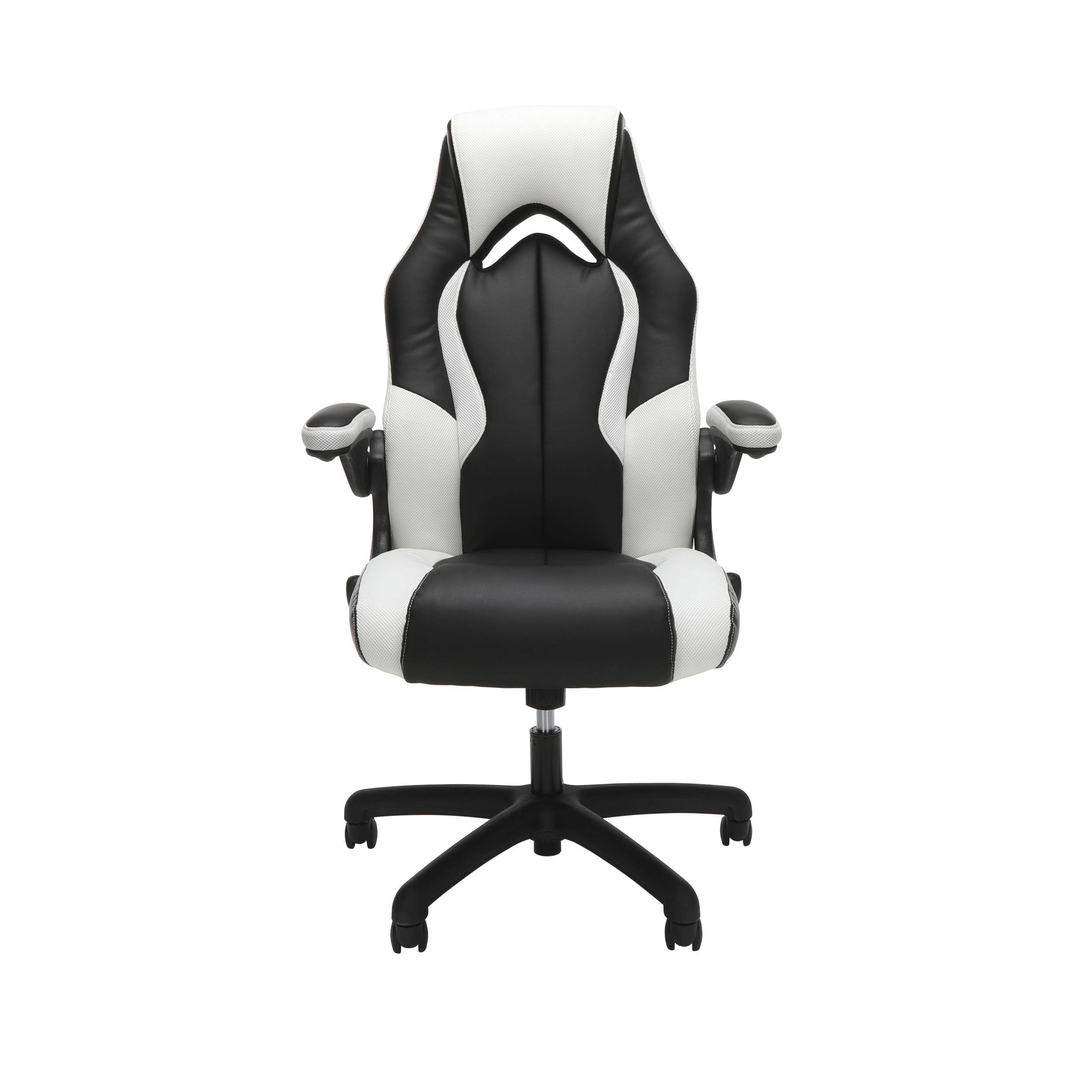 OFM Essentials Collection High-Back Racing Style Bonded Leather Gaming Chair, in White (ESS-3086-WHT)