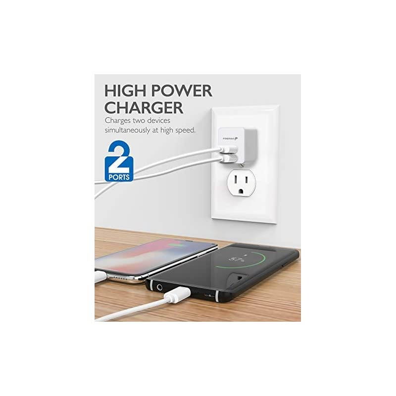 2 Port USB Wall Charger Adapter (2 Pack), 5V/2.4A Dual Mini Portable Charging Block with Foldable Plug [ETL Certified] Compatible with iPad 10.2 inch (2020), iPad Air (2020) and More