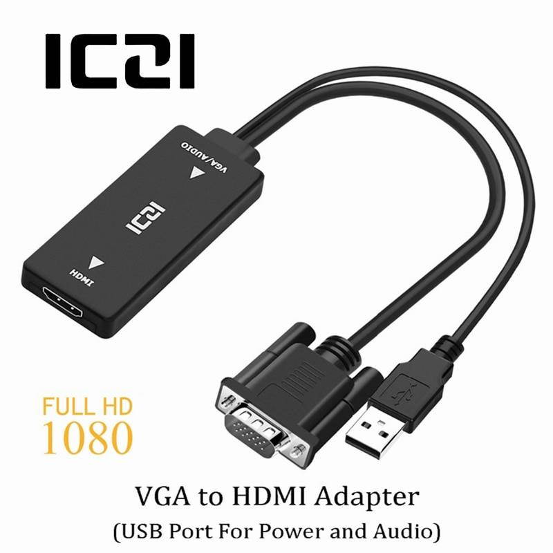 ICZI 1080P HD VGA to HDMI Converter Adapter with Audio VGA HDMI AV Video Cable Converter Adapter for PC Laptop to Monitor TV