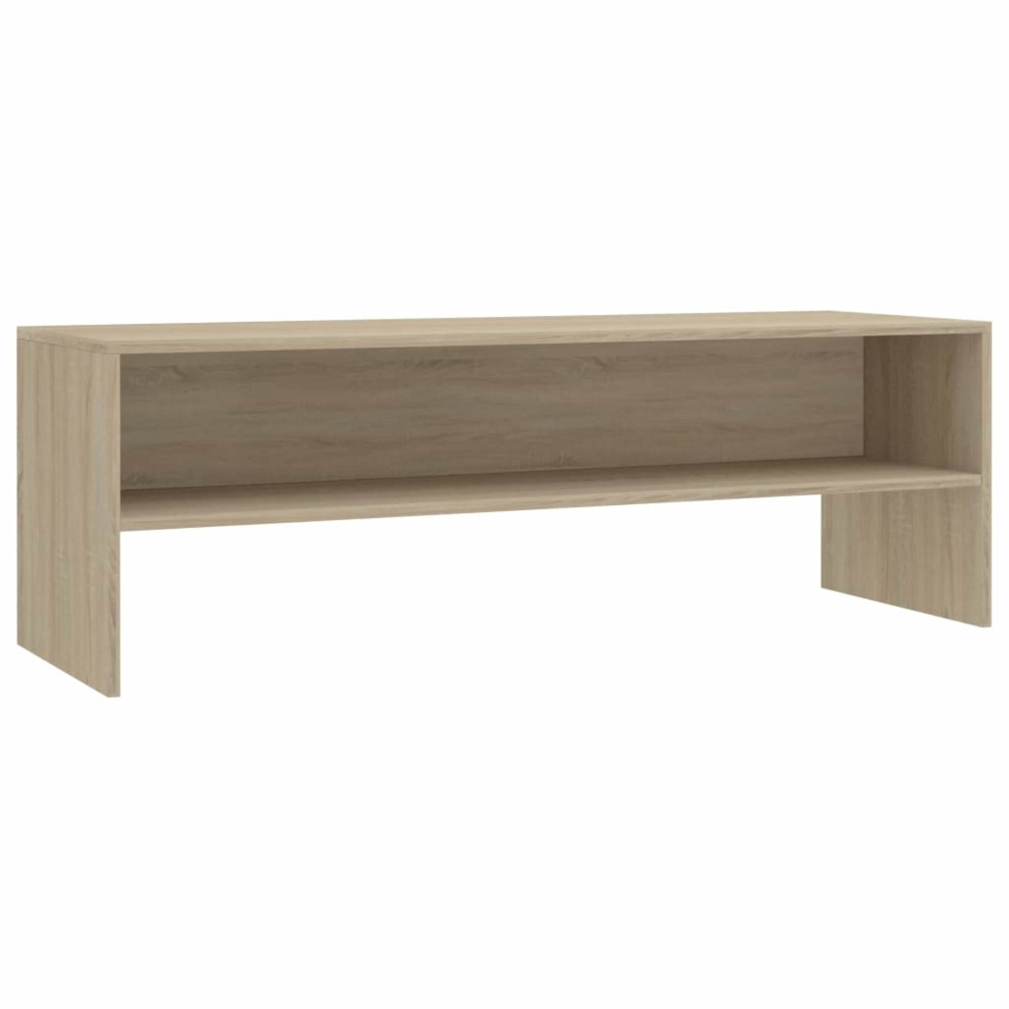 vidaXL TV Cabinet White and Sonoma Oak Chipboard Stand Cabinet Sideboard Unit