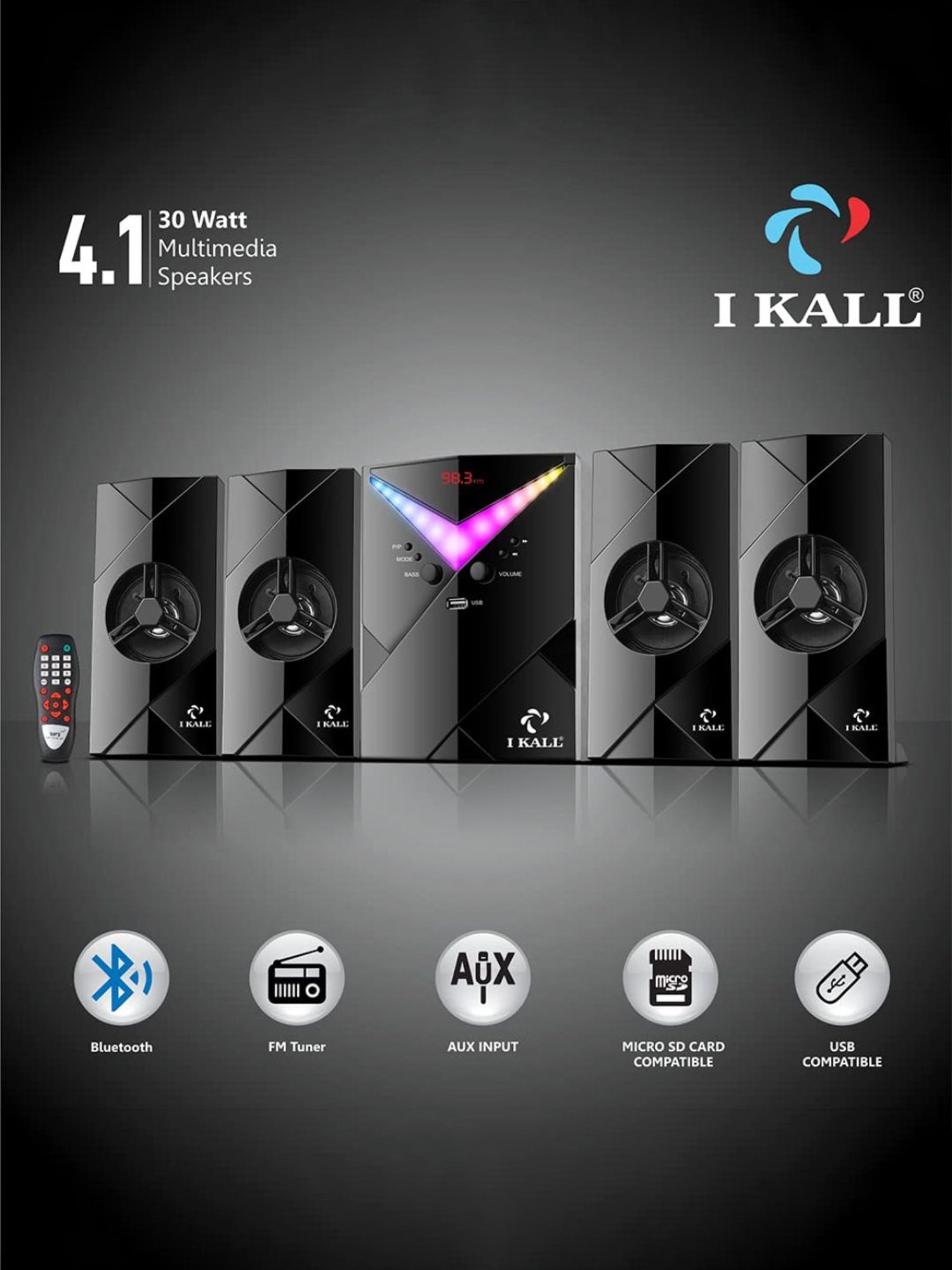 I Kall IK-444 5.1 Channel Home Theatre (Black)