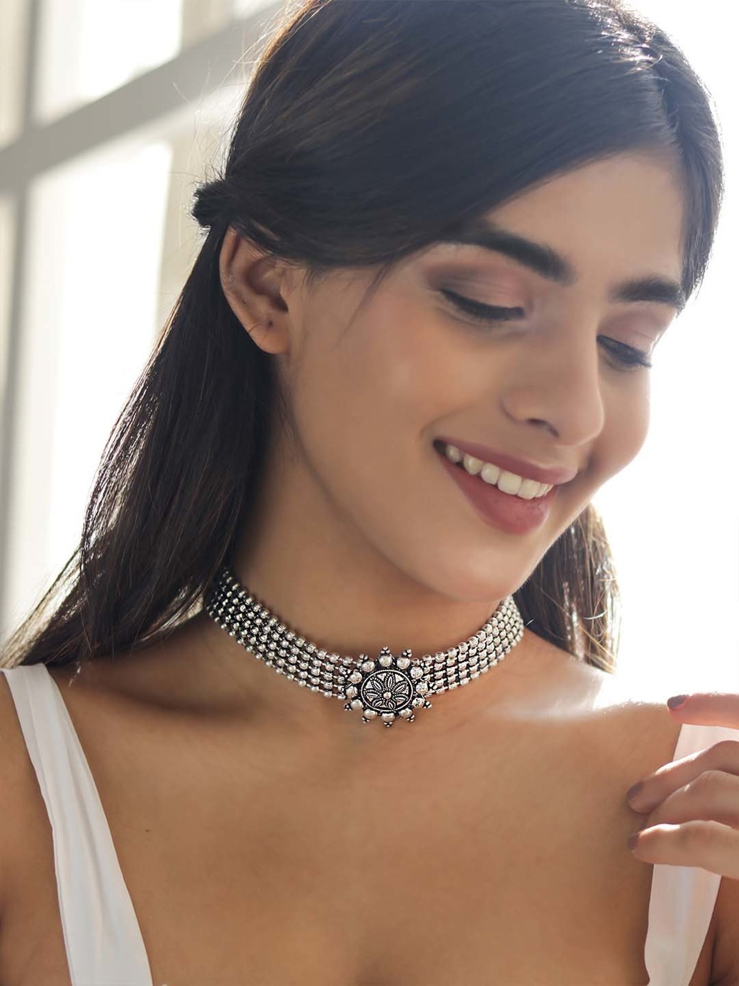 Fida Tribal Silver Necklace