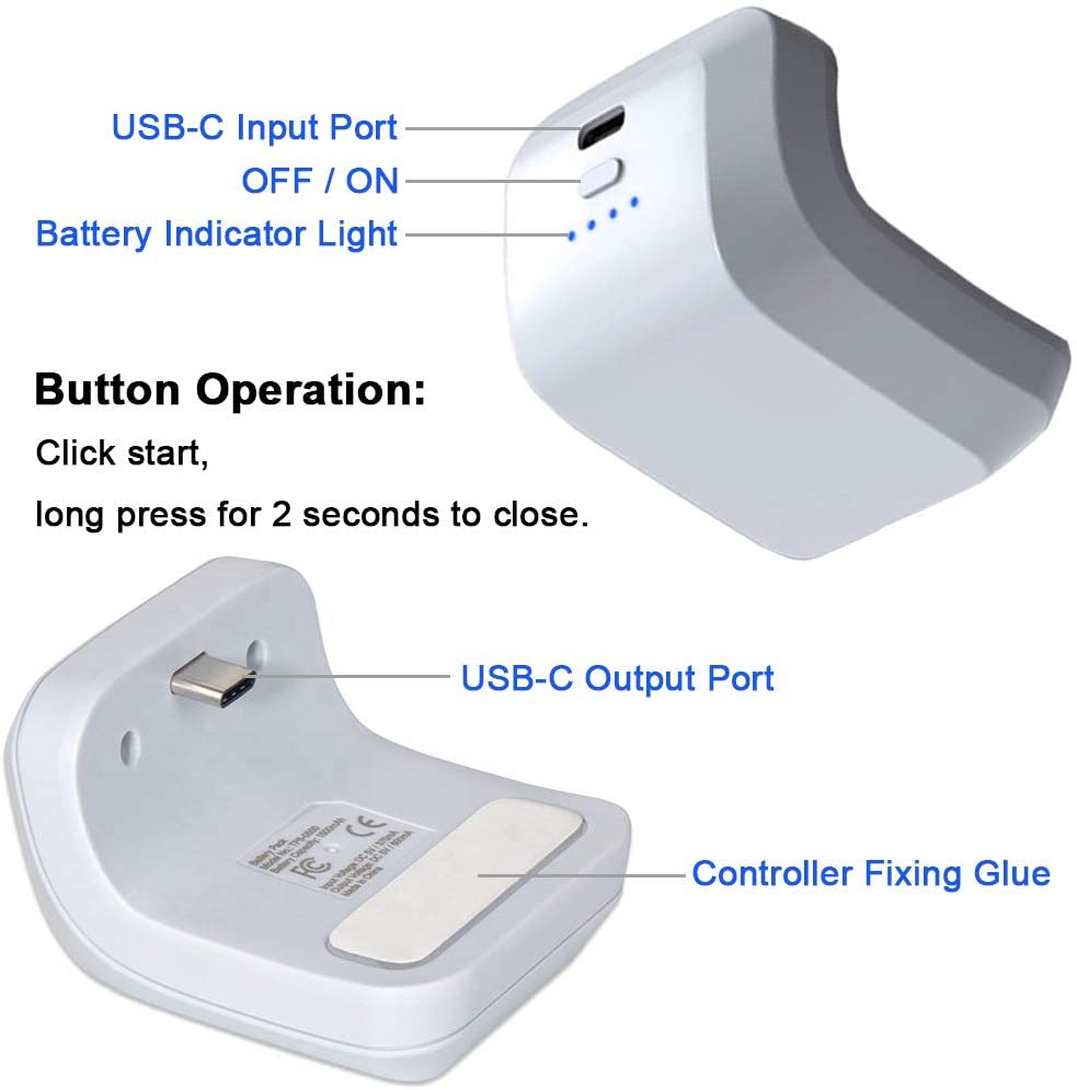 PS5 Dualsense Battery Pack, 1500mAh Wireless Charge Power Bank Rechargeable Backup Type C Battery Kit with Power Indicator Light for Sony Playstation 5 Controller DualSense