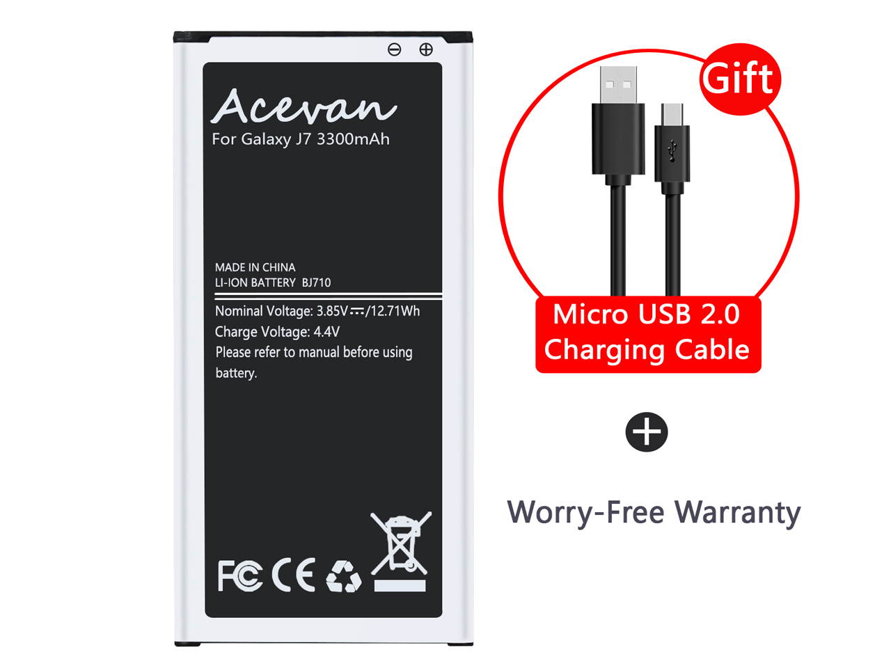 Galaxy J7 Battery 3300mAh Acevan Replacement Battery for Samsung Galaxy J7 Prime 2017 J727 J7 Perx J727P J727A J727V J727T J727R J727U, Galaxy J7 2016 J710 J710F J710T J710P EB-BJ710CBC EB-BJ710CBE