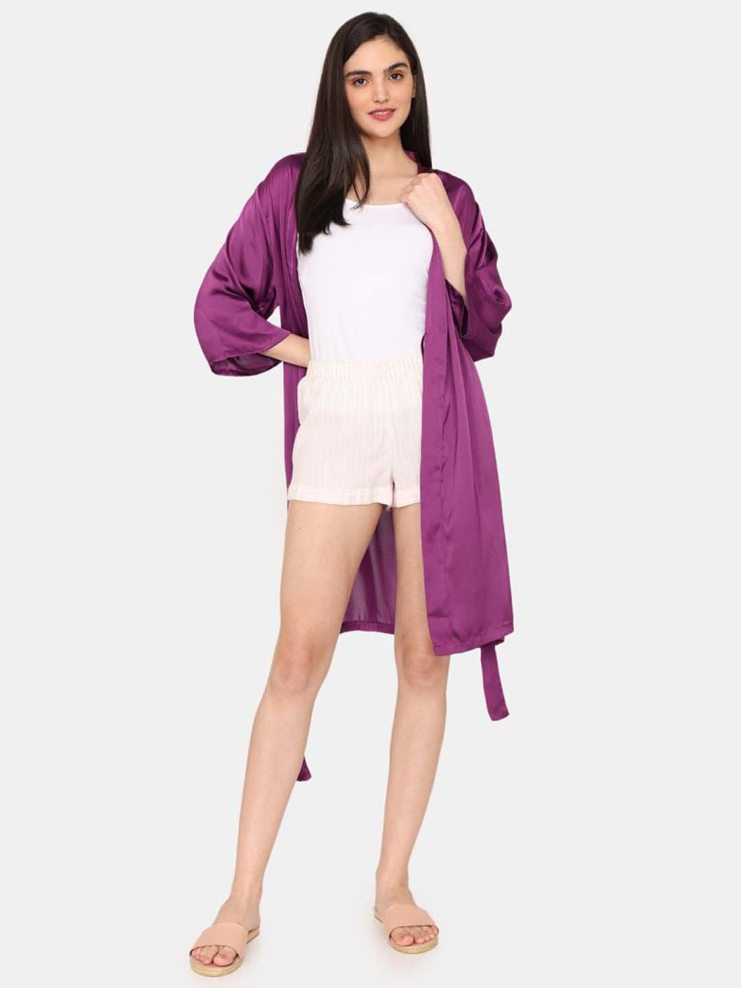 Zivame Purple Plain Robe