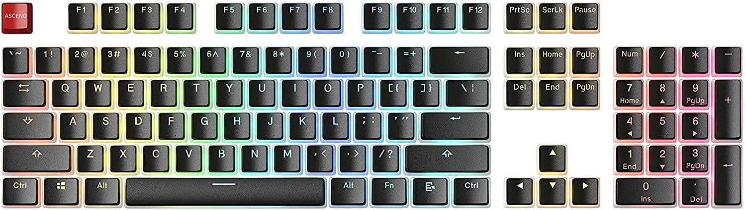 Glorious Modular Mechanical Gaming Keyboard - TENKEYLESS (87 Key, Prebuilt) + Glorious Black Aura Keycaps (Bundle)