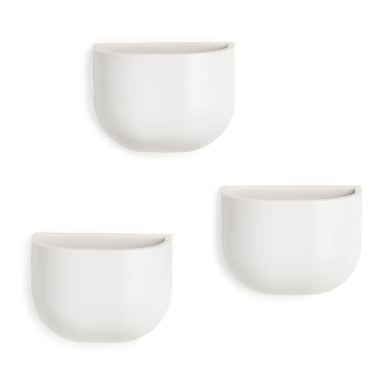 Design Ideas Set of 3 Magnetic Planters - Decorative Display for Indoor Plants - White, 1.6" x 0.9" x 1.2"