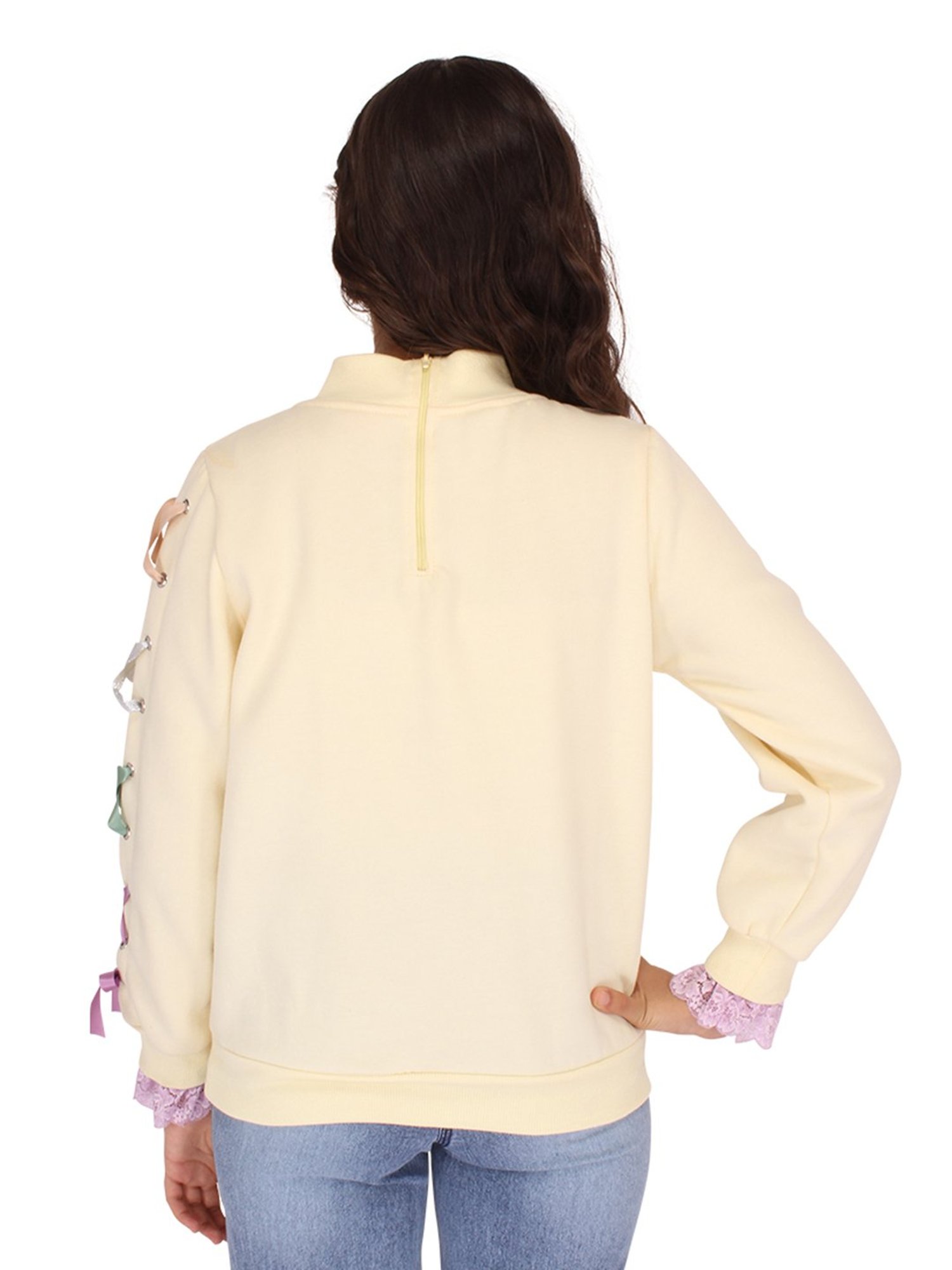 Cutecumber Kids Cream Floral Print Full Sleeves Sweatshirt