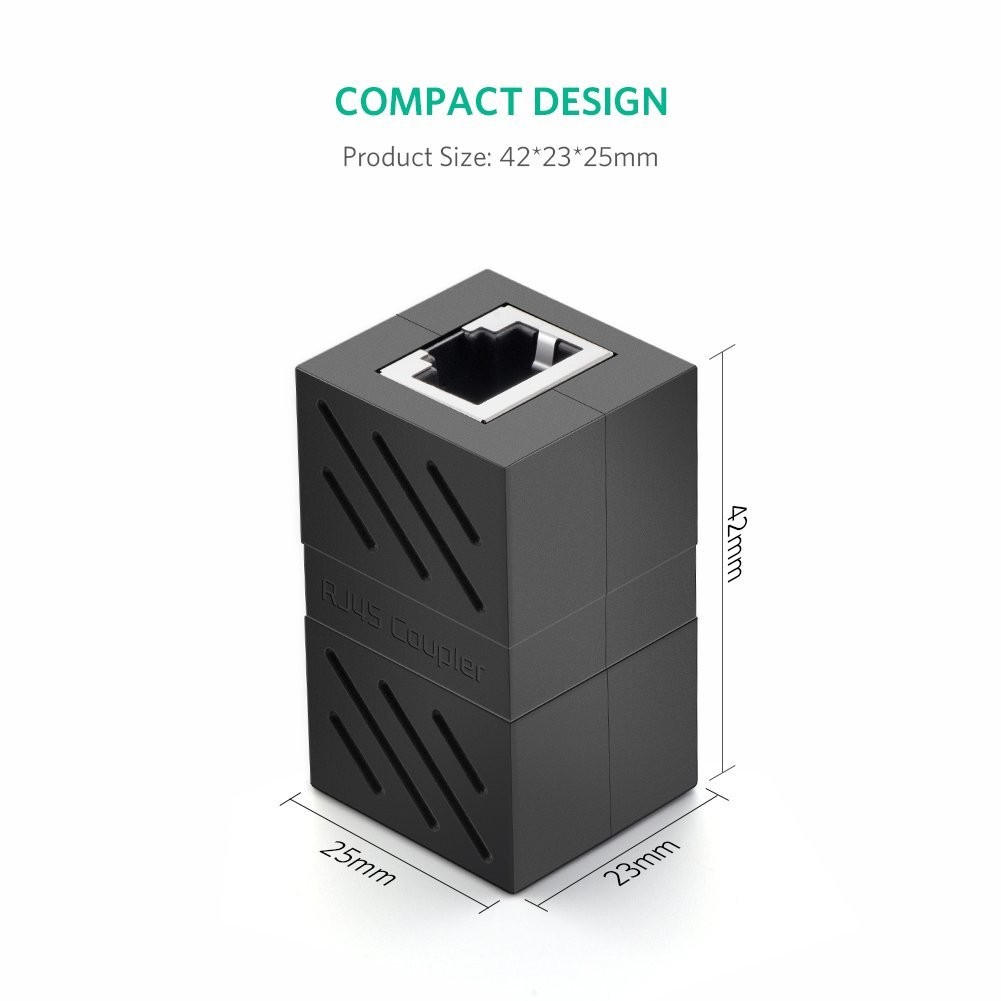 ESTONE 10-PACK RJ45 Female To Female Network Ethernet LAN Splitter Connector Transfer Head RJ45 Adapter Coupler for Cat7 Cat6 Cat5e(Black)