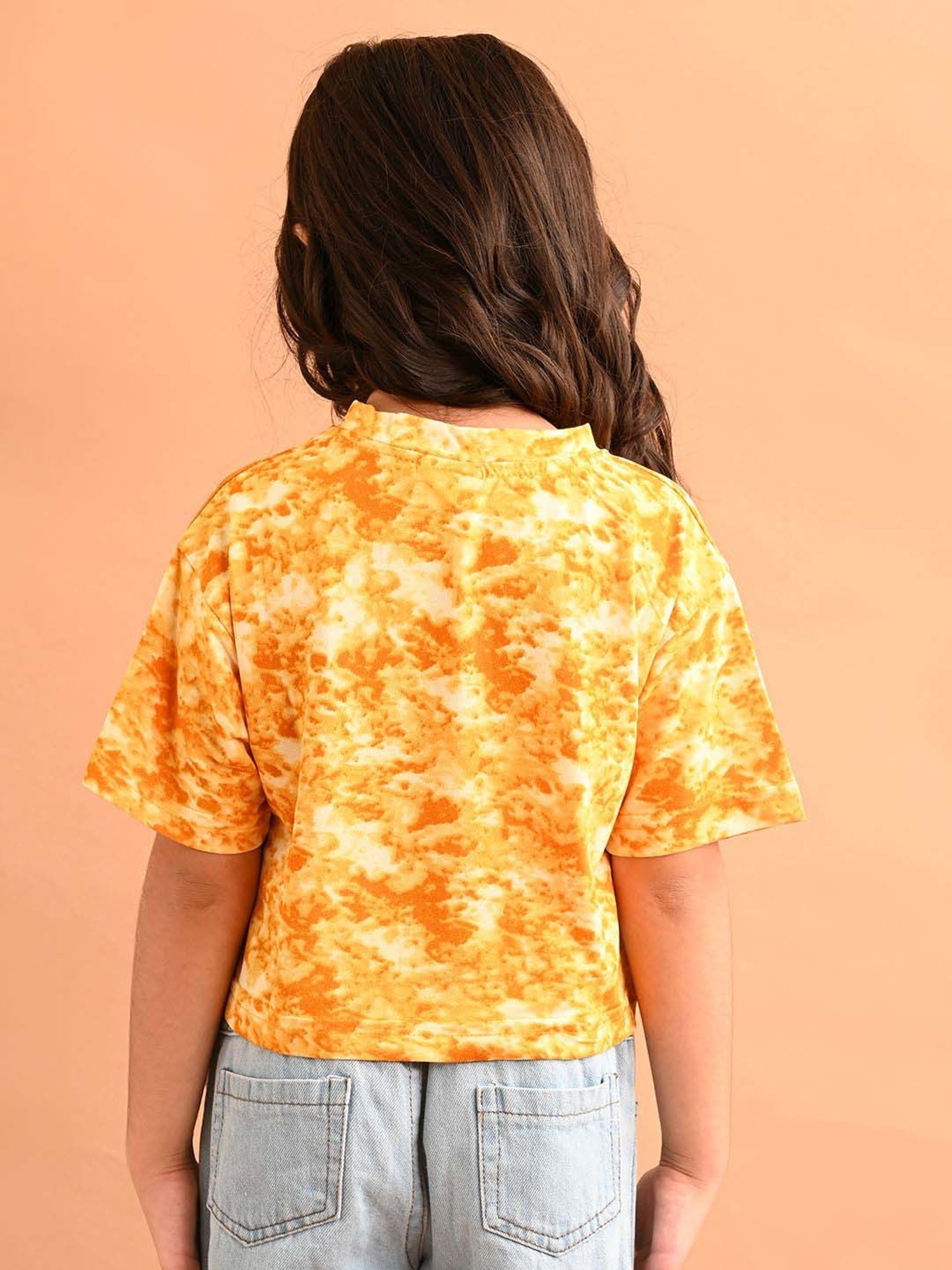 LilPicks Kids Yellow Solid Crop Top