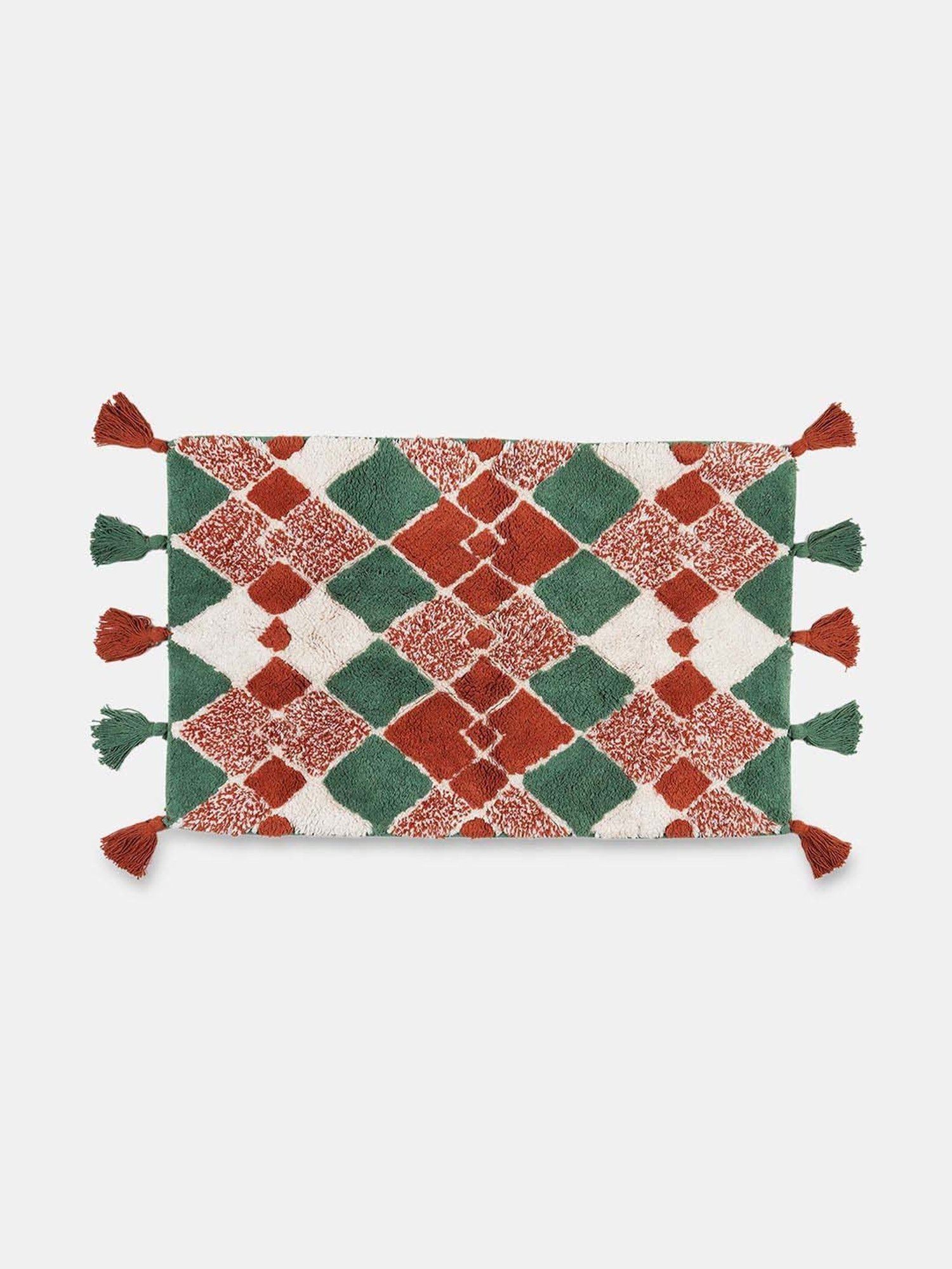 Living Scapes by Pantaloons Multicolor Cotton Woven Bath Mat With Tassels