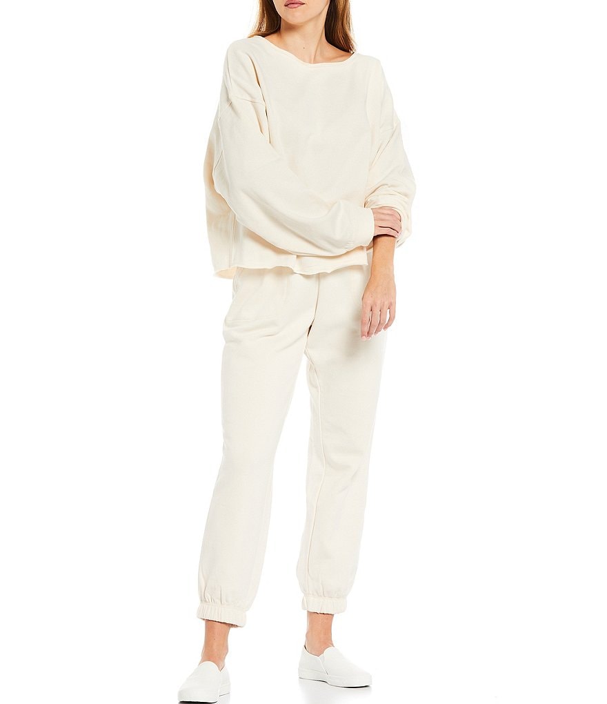 Sanctuary Perfect Boat Neck Long Cuff Sleeve Knit Coordinating Sweatshirt