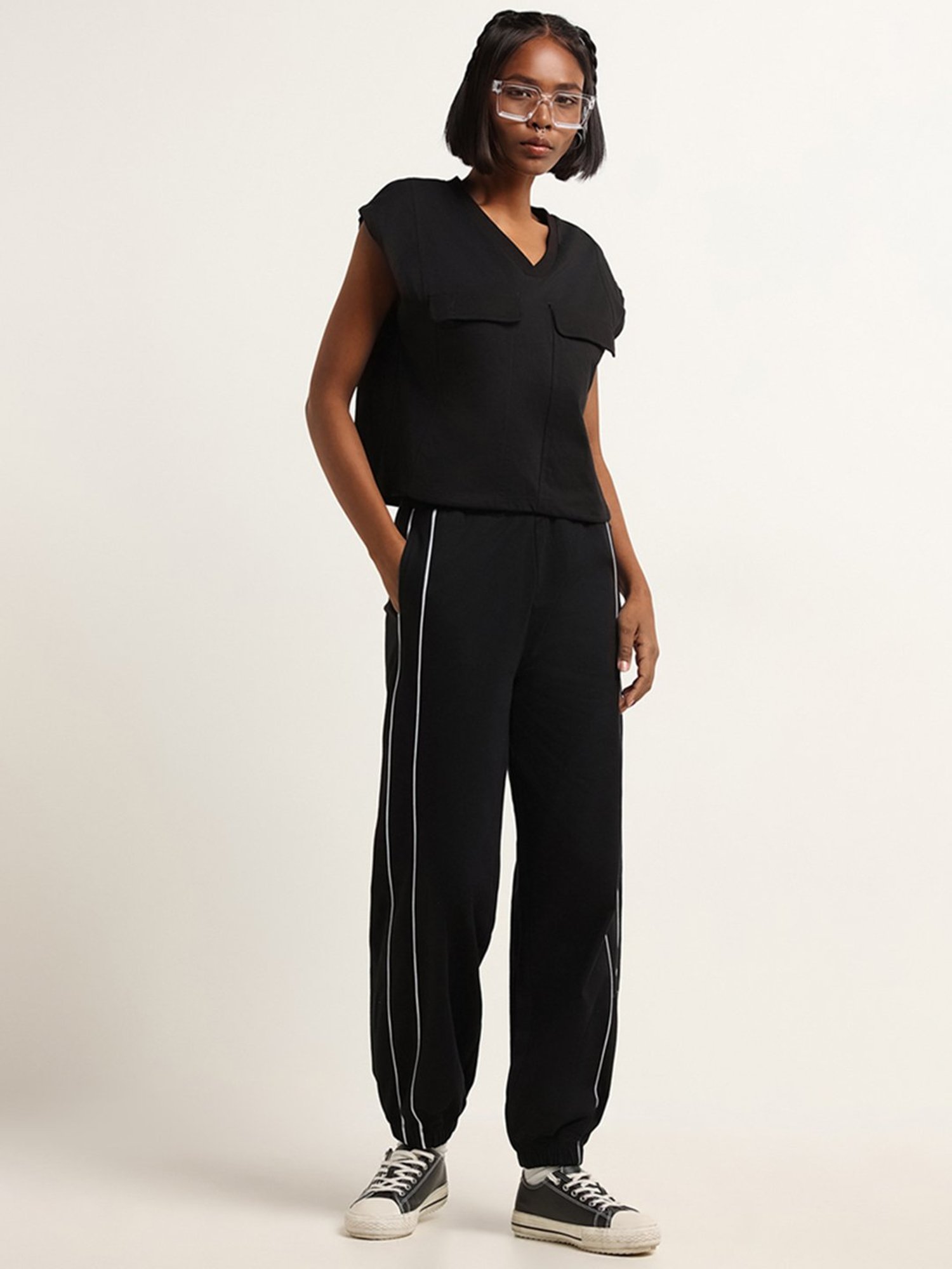 Studiofit by Westside Black V-Neck Top