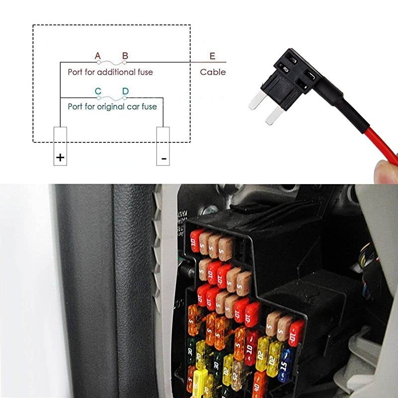 Upgraded Dash Cam Hardwire Kit, 13ft Cable with Mini and Micro USB Port for Dash Camera, Battery Drain Protection, 12V-24V to 5V Car Charger Power Cord with 5 Fuse Kit and Installation Tool