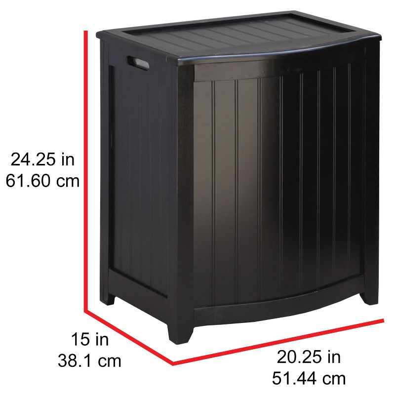 Oceanstar Bowed Front Laundry Wood Hamper with Interior Bag