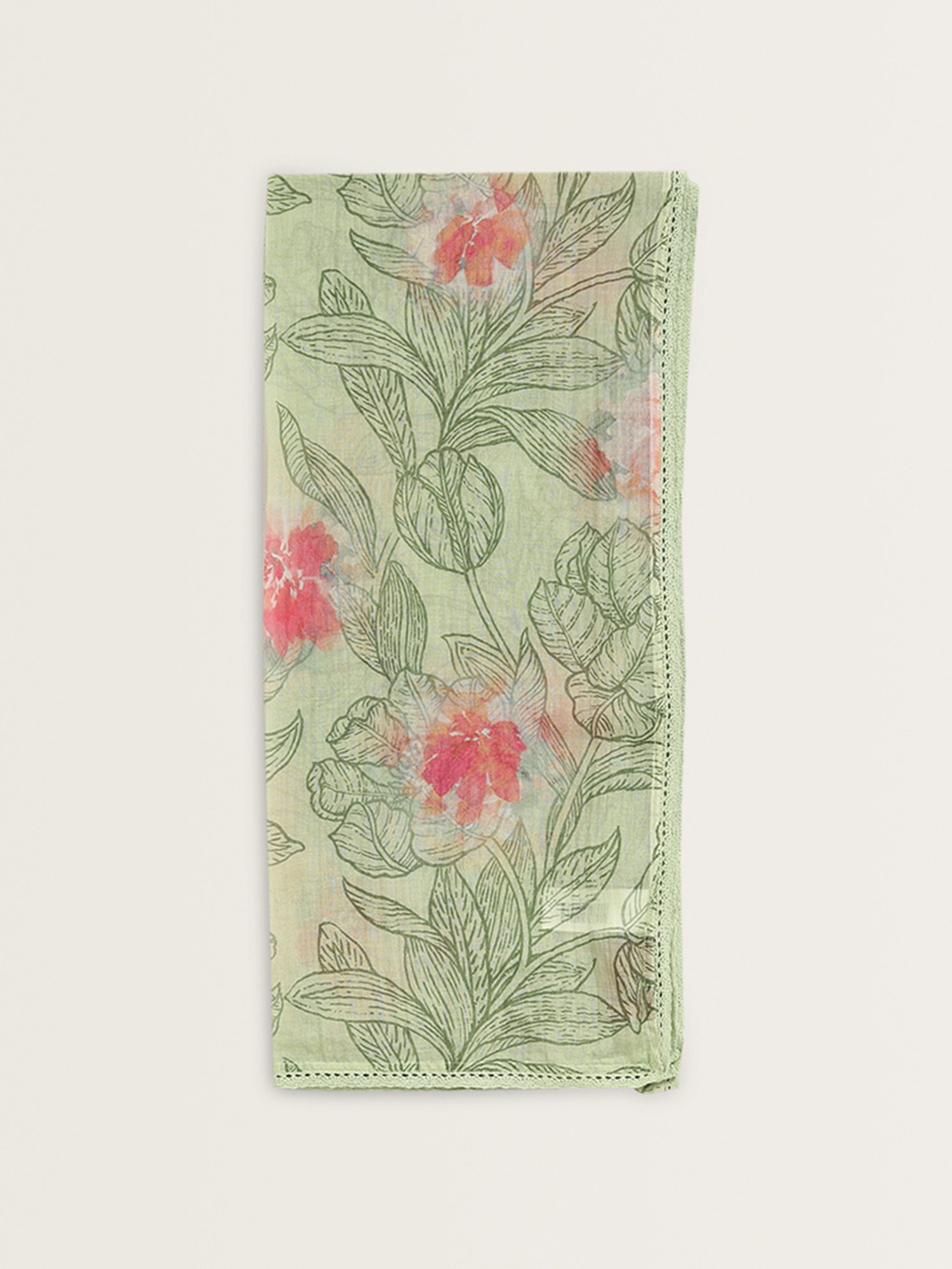 Zuba by Westside Light Green Leaf Printed Dupatta