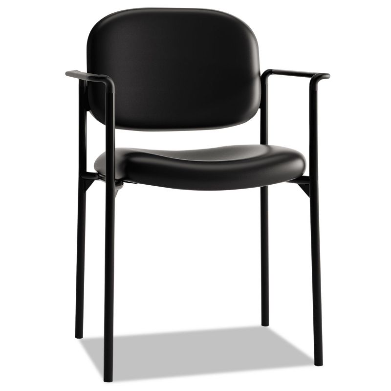 Basyx VL616 Series Stacking Guest Chair with Arms Black Leather VL616SB11